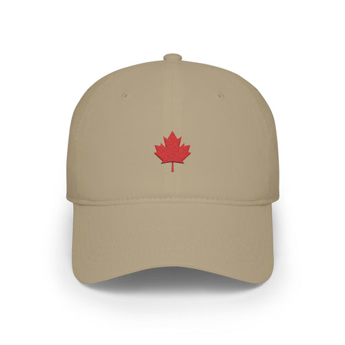 (CA) Low Profile Baseball Cap (Maple Leaf Icon Symbol Embroidery Style)